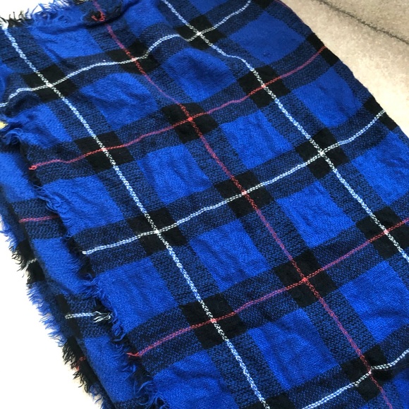 Prince and Fox Blue Plaid Scarf - Picture 1 of 1